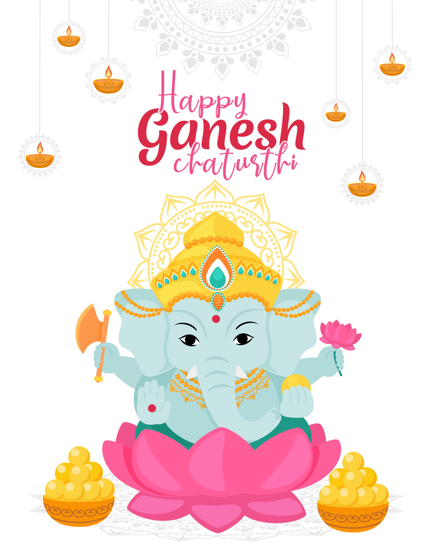 Happy Ganesh Chaturthi greetings. Design for holiday banner or poster.  Traditional Indian festivals. Vector illustration isolated on white  background. 12954847 Vector Art at Vecteezy