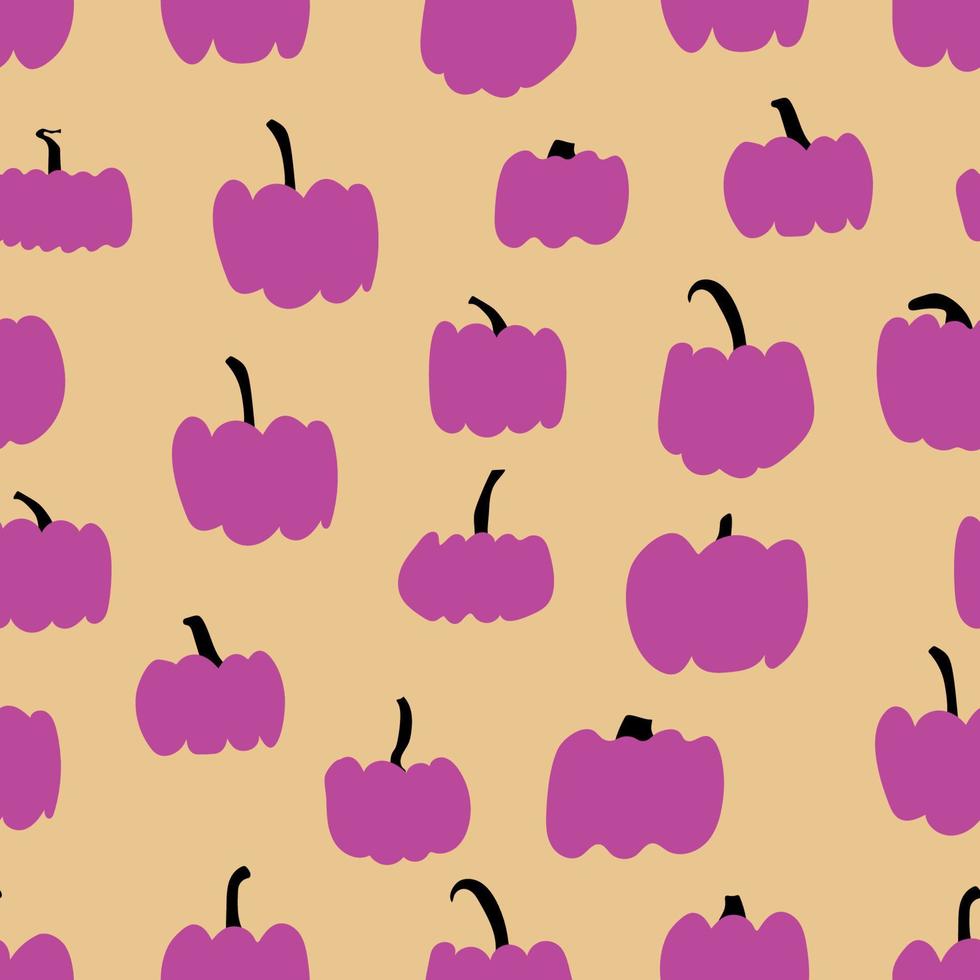 Autumn pumpkins with color background. Perfect for fall, Halloween, Thanksgiving, holidays, fabric, textile. Seamless repeat swatch. vector