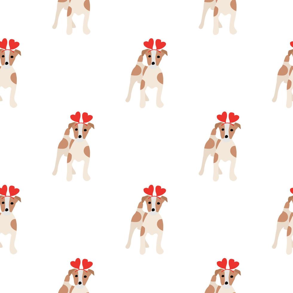 Cute dogs Jack Russell Terrier. Fanny animals . Vector hand drawn seamless pattern. Perfect for baby, kids apparel, print design, textile. White background.