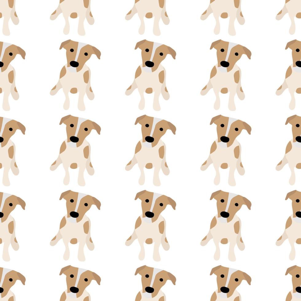 Cute dogs Jack Russell Terrier. Fanny animals . Vector hand drawn seamless pattern. Perfect for baby, kids apparel, print design, textile. White background.