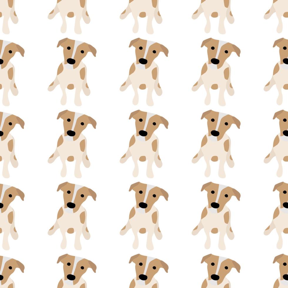 Cute dogs Jack Russell Terrier. Fanny animals . Vector hand drawn seamless pattern. Perfect for baby, kids apparel, print design, textile. White background.