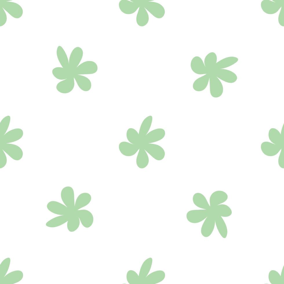 Floral seamless vector pattern with flowers. Spring flora. Simple hand-drawn kids style. Pretty ditsy for fabric, textile, wallpaper. Digital paper in white background