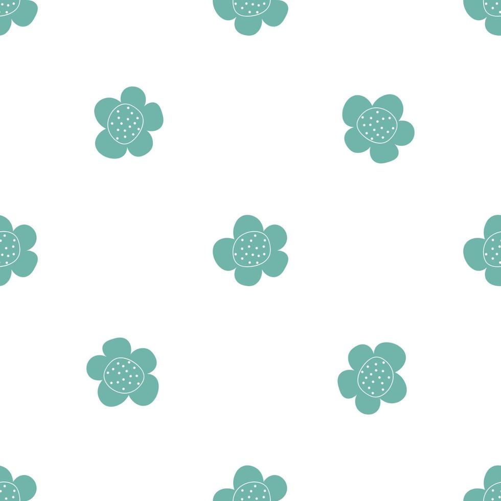 Floral seamless vector pattern with flowers. Spring flora. Simple hand-drawn kids style. Pretty ditsy for fabric, textile, wallpaper. Digital paper in white background