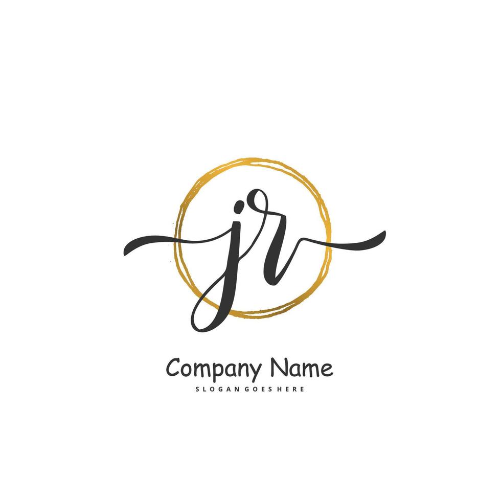 jr letra inicial y diseño de logotipo de firma con círculo. hermoso diseño de logotipo escrito a mano para moda, equipo, boda, logotipo de lujo. vector