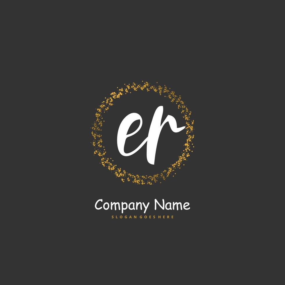 ER Initial handwriting and signature logo design with circle. Beautiful design handwritten logo for fashion, team, wedding, luxury logo. vector