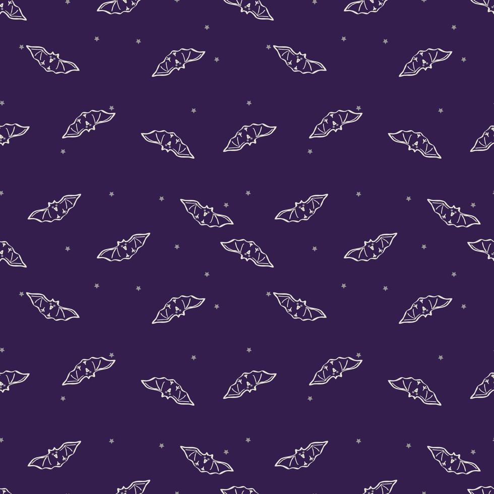 Halloween background. Vector seamless pattern with flying bats. Spooky season.