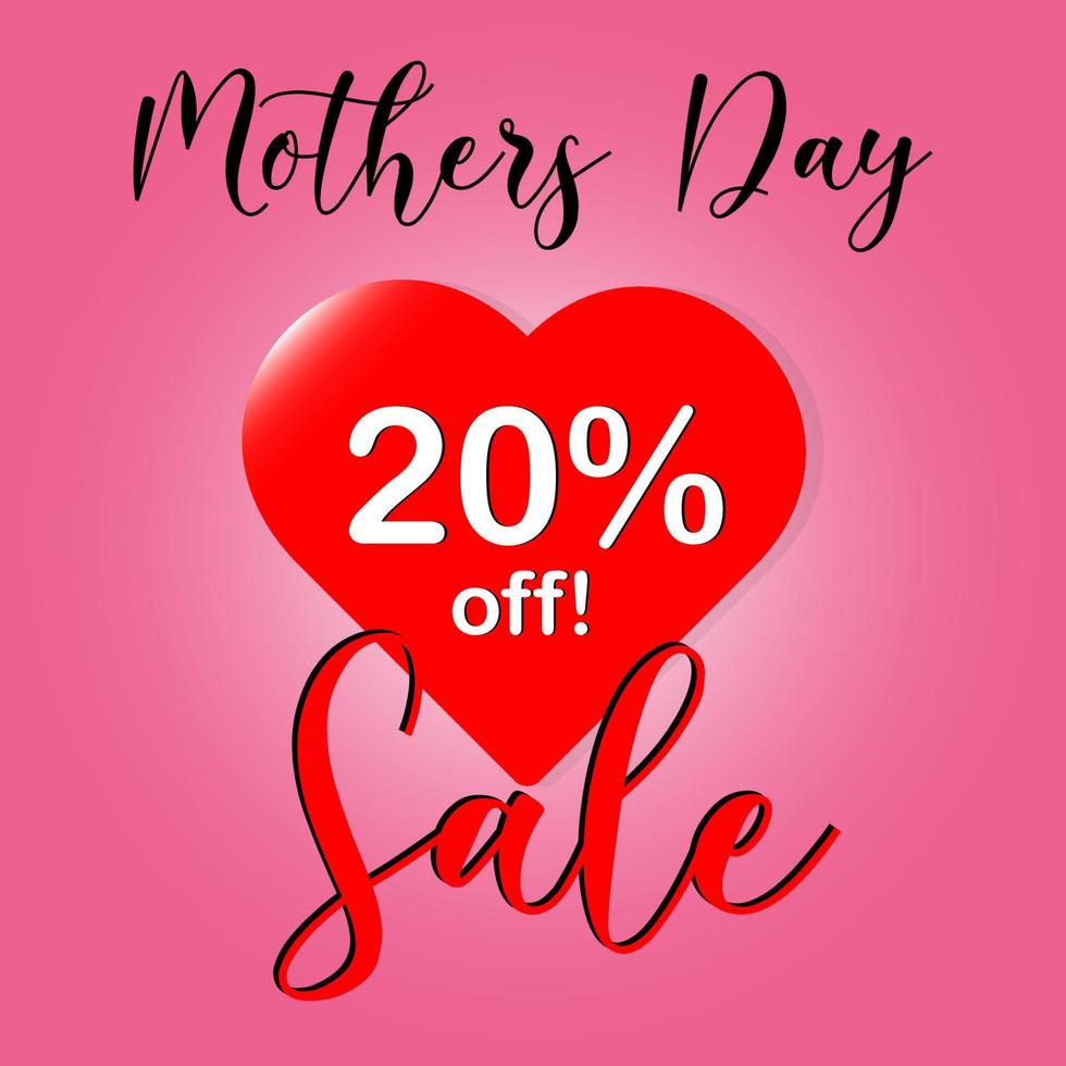 Mother's day special sale banner on red heart background vector