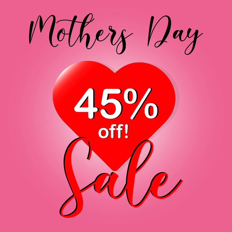 Mother's day special sale banner on red heart background vector