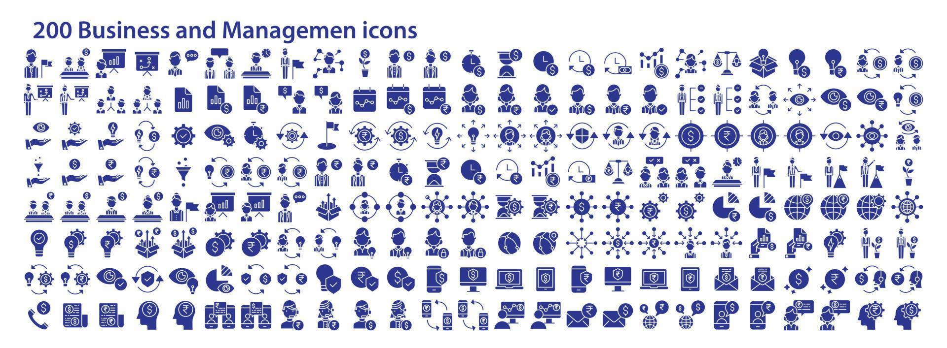 Collection of icons related to Business management and finance startups, including icons like analyst, Dollar, rupee, Strategies and more. vector illustrations, Pixel Perfect