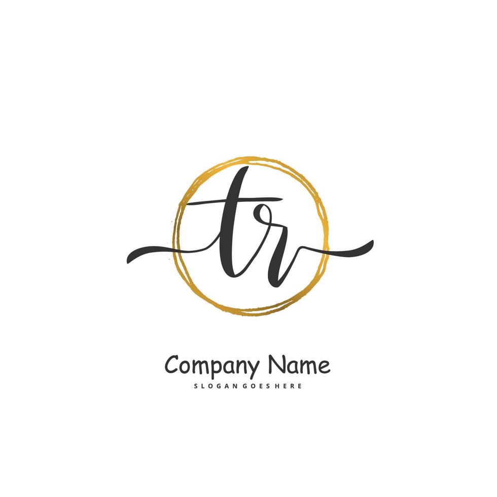 TR Initial handwriting and signature logo design with circle. Beautiful design handwritten logo for fashion, team, wedding, luxury logo. vector