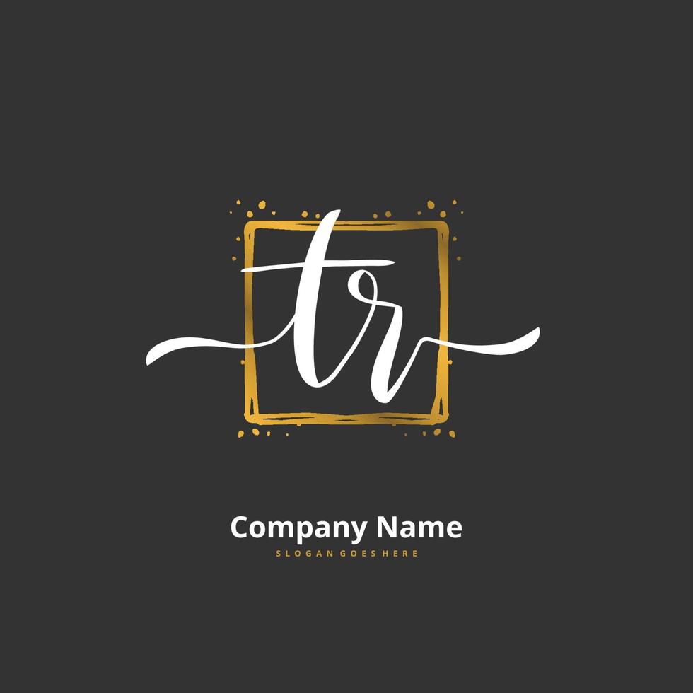 tr escritura a mano inicial y diseño de logotipo de firma con círculo. hermoso diseño de logotipo escrito a mano para moda, equipo, boda, logotipo de lujo. vector