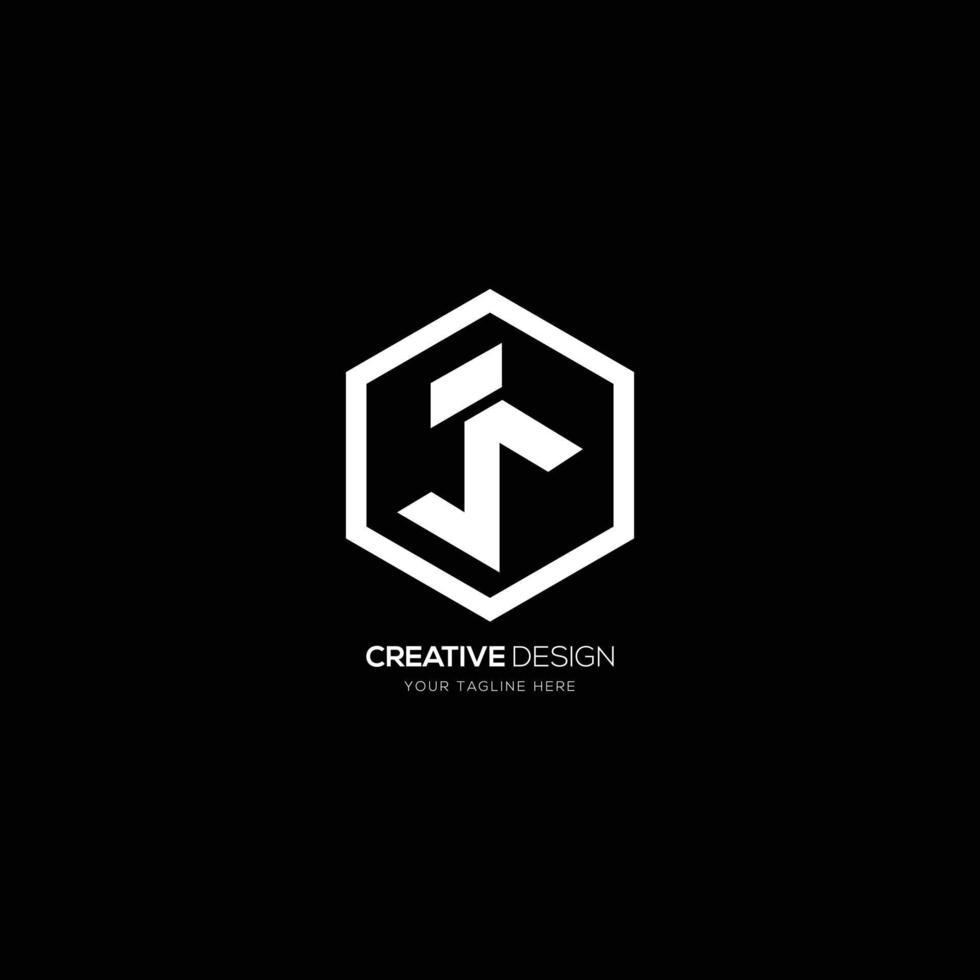 Creative letter J S hexagon monogram logo vector