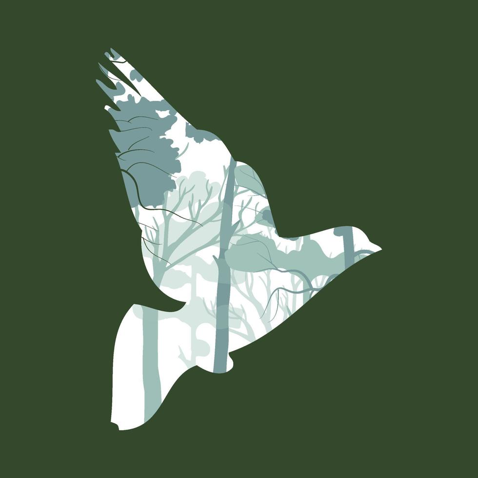 dibujo vectorial del paisaje forestal de las palomas vector
