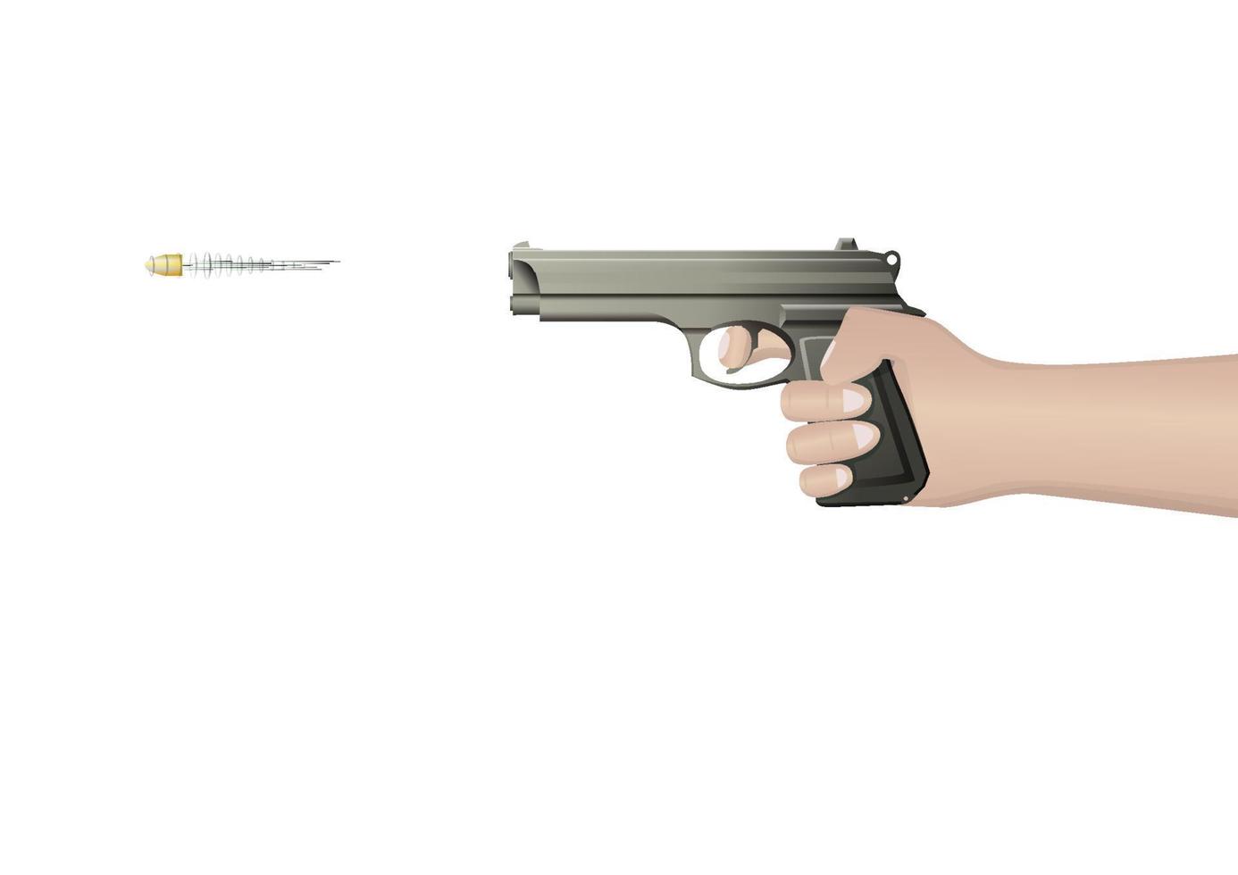 side view hand holding gun vector