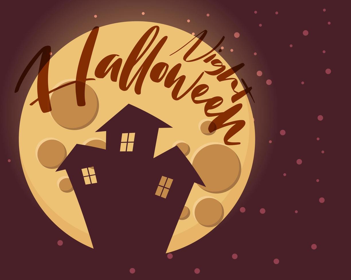 Halloween in the night with scare pumpkins. Editable text with background template vector