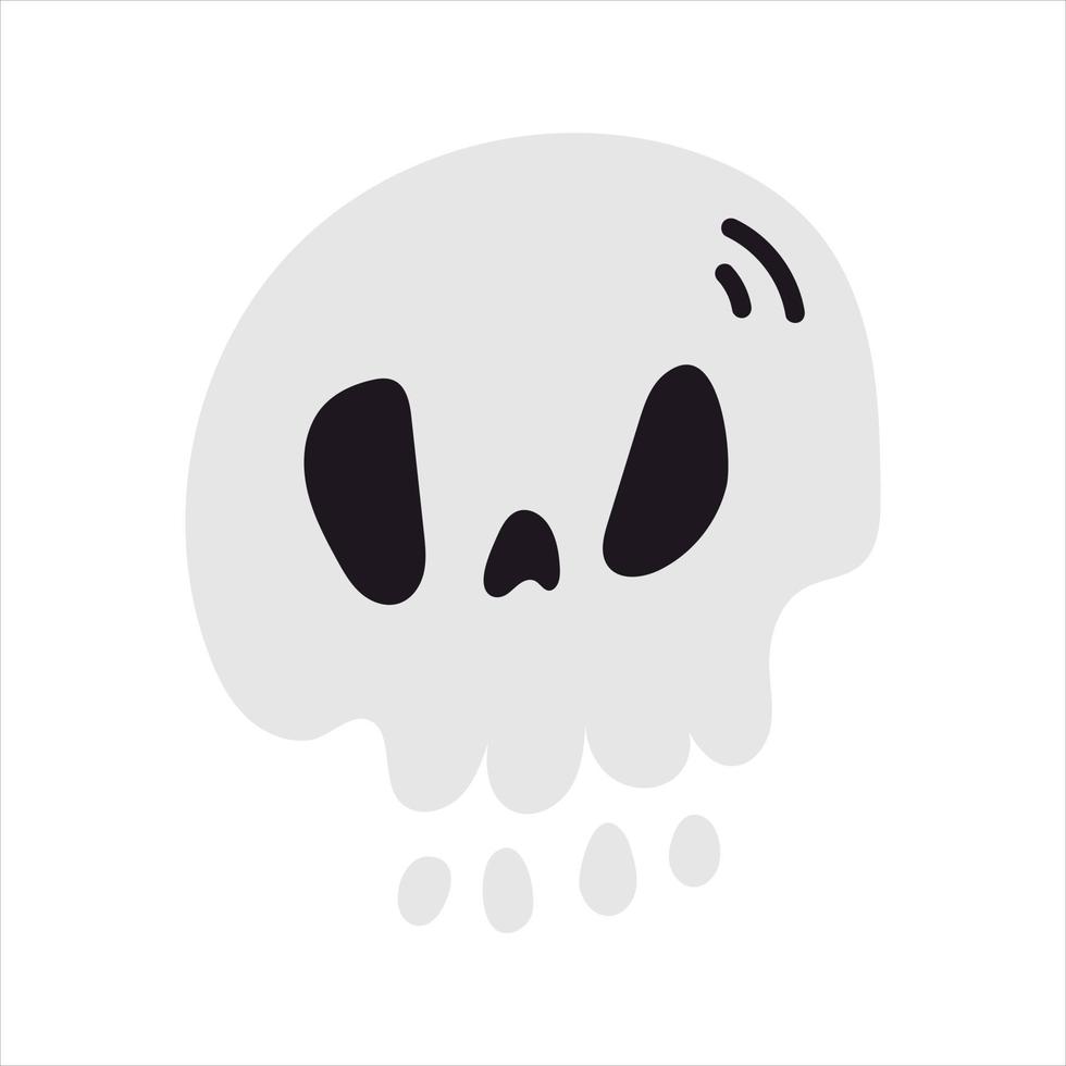 Simple flat picture of a skull.  Doodle vector icon isolated on white background. Perfect for Halloween.