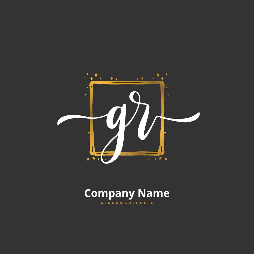 GR Initial handwriting and signature logo design with circle. Beautiful design handwritten logo for fashion, team, wedding, luxury logo. vector