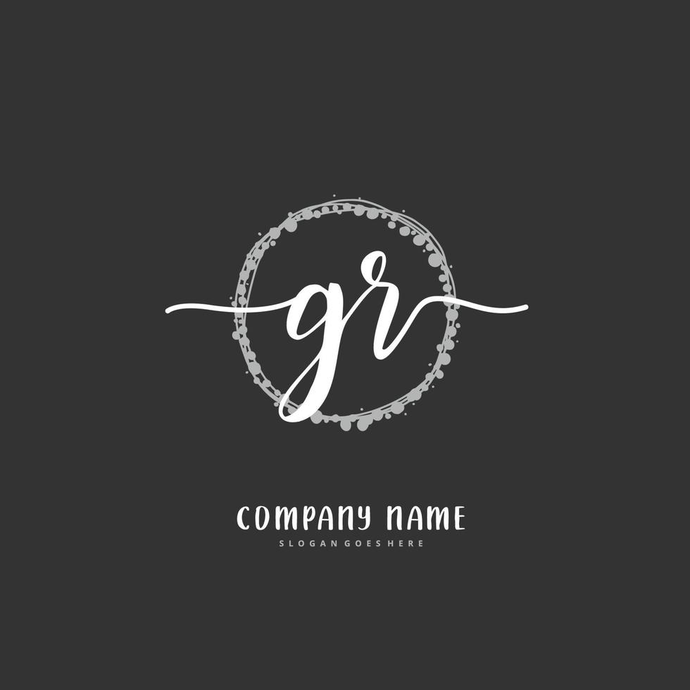 gr letra inicial y diseño de logotipo de firma con círculo. hermoso diseño de logotipo escrito a mano para moda, equipo, boda, logotipo de lujo. vector