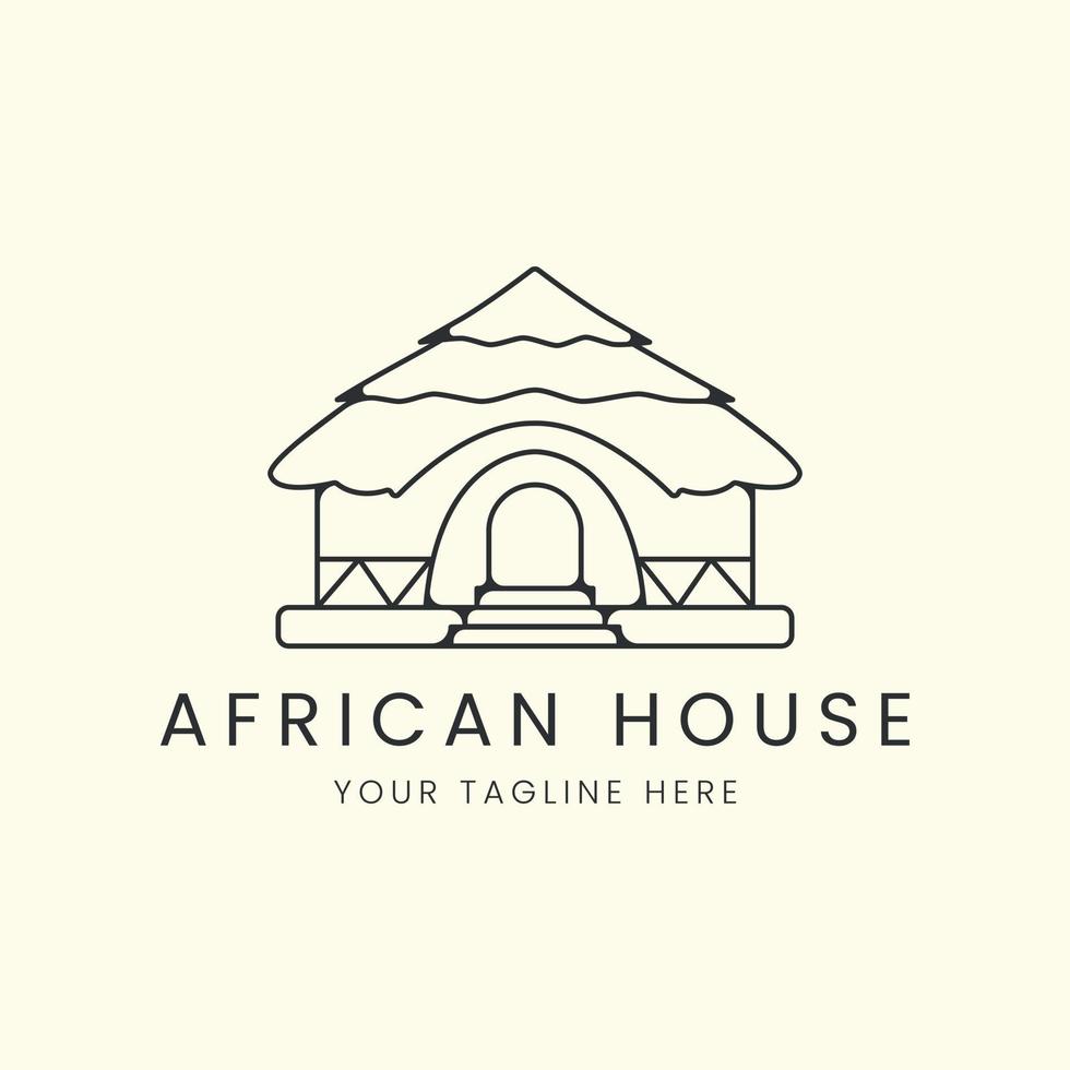 African House With Line Art Style Logo Vector Illustration Icon african-house-with-line-art-style-logo-vector-illustration-icon