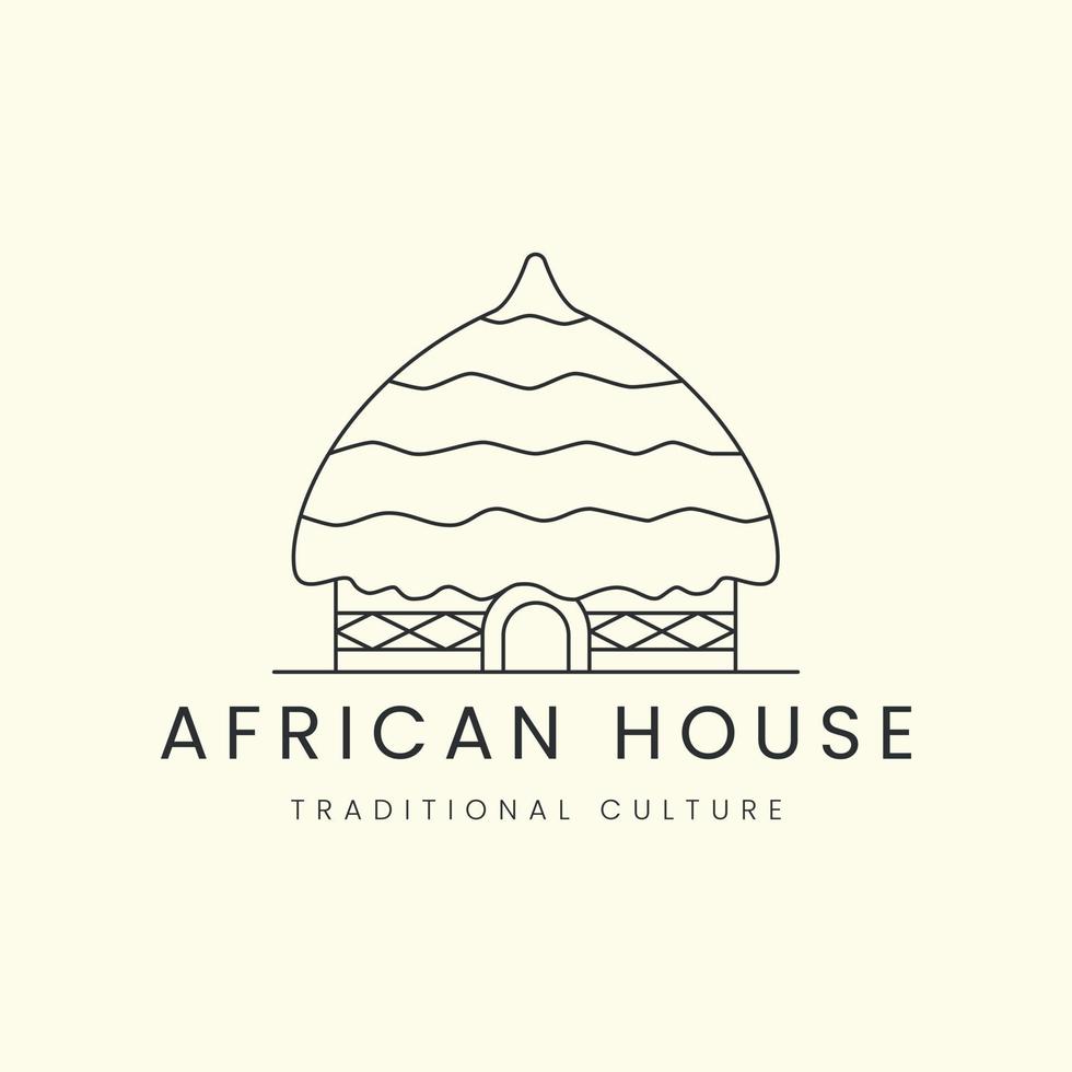 traditional african house with line art style logo vector illustration icon template design