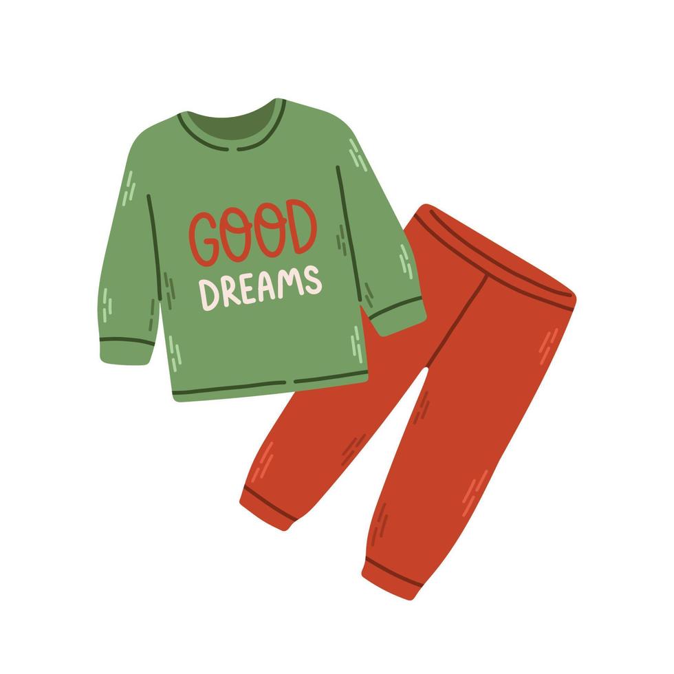 ropa de dormir para niños pijama, camisón, traje de dormir, ilustración vectorial aislada eps 10 vector