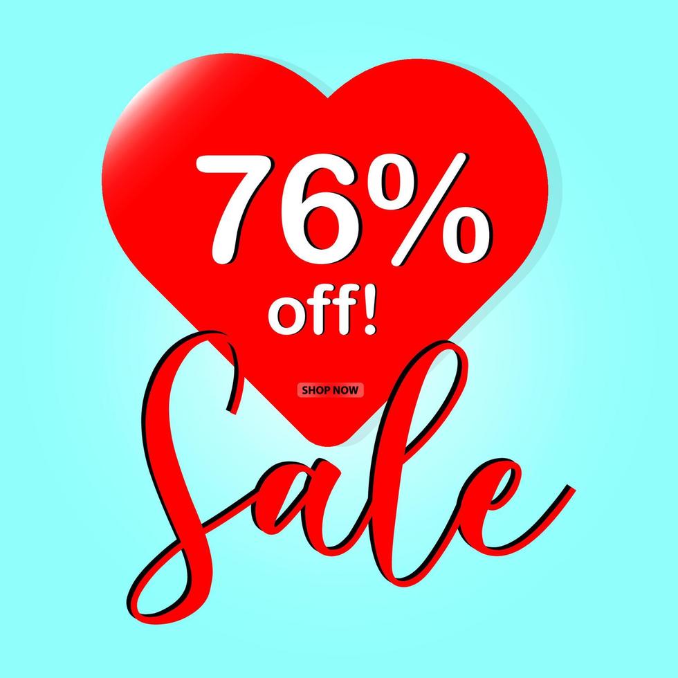 red heart special sale banner on blue background for Valentine's Day and Mother's Day. vector