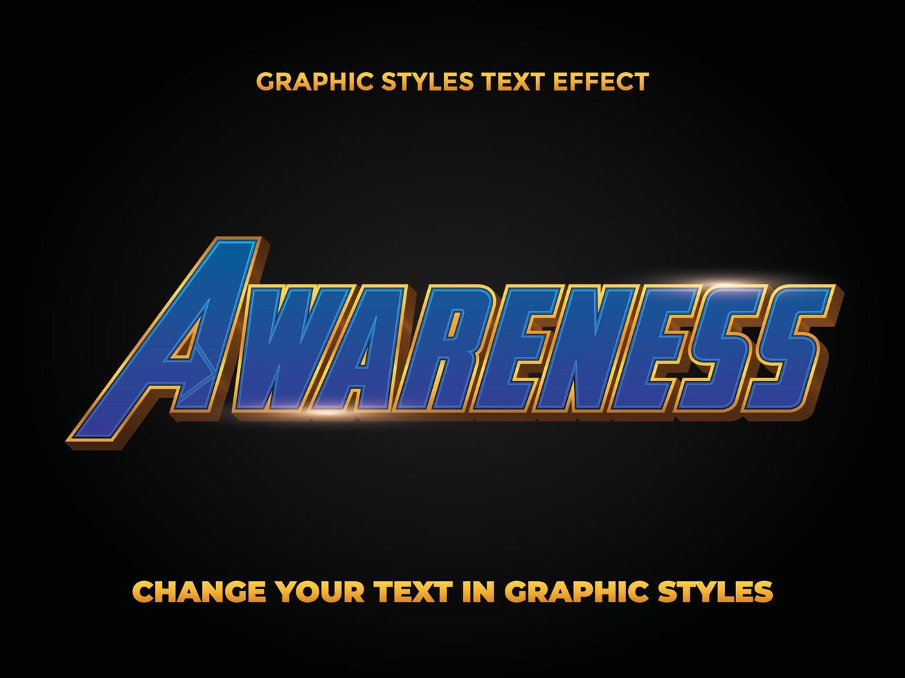 AWARENESS BLUE AND GOLD GRADIENT EDITABLE TEXT EFFECT vector