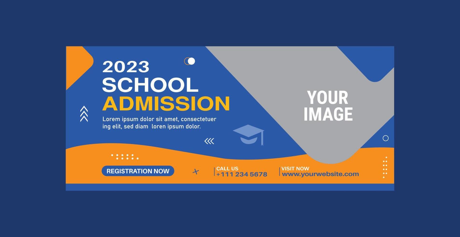 School admission social media cover and web banner template vector