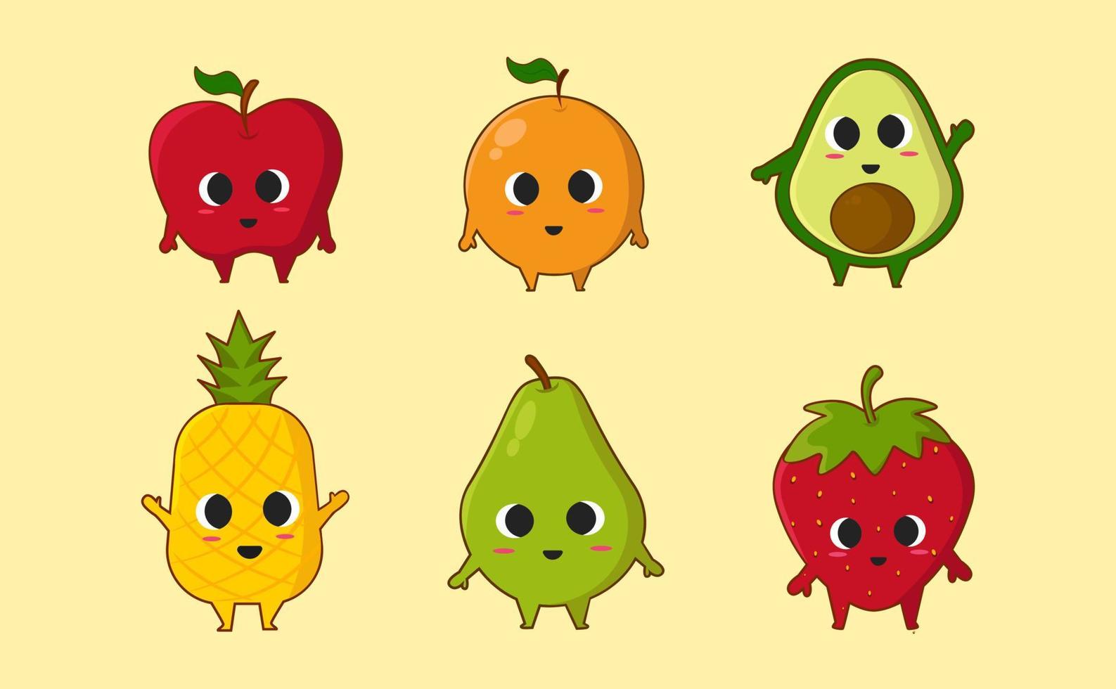 Cute Fruits Cartoon Character vector