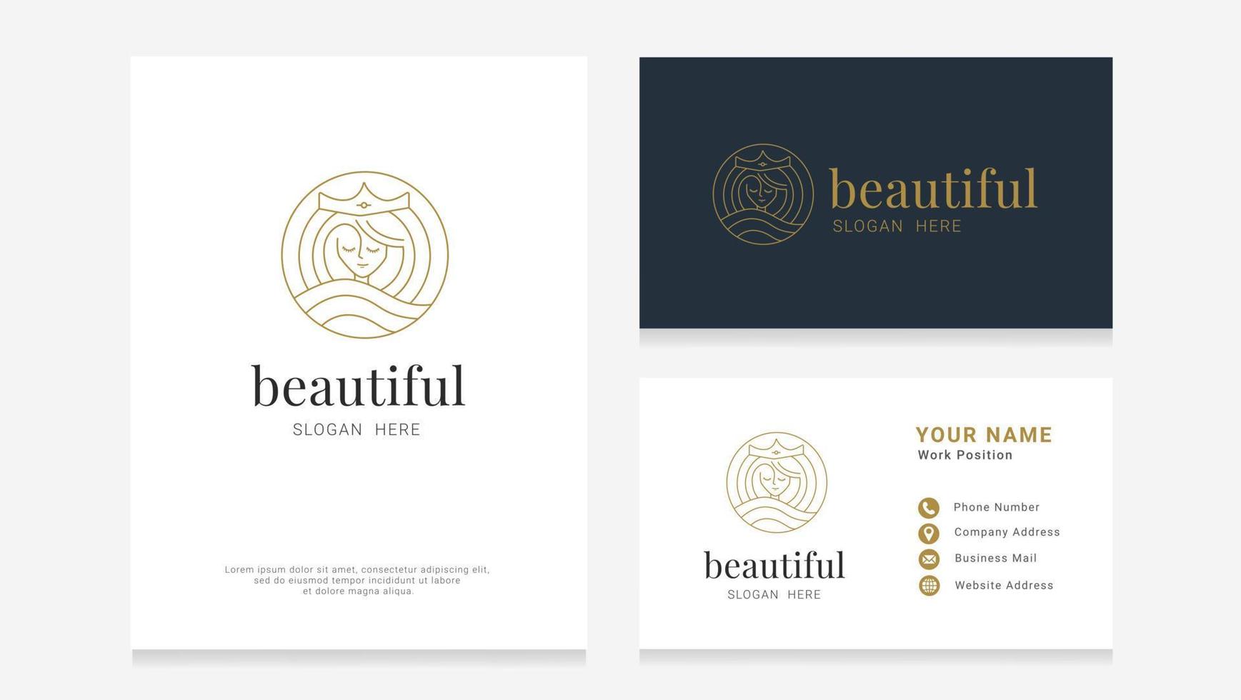 Beauty logo with business card design vector