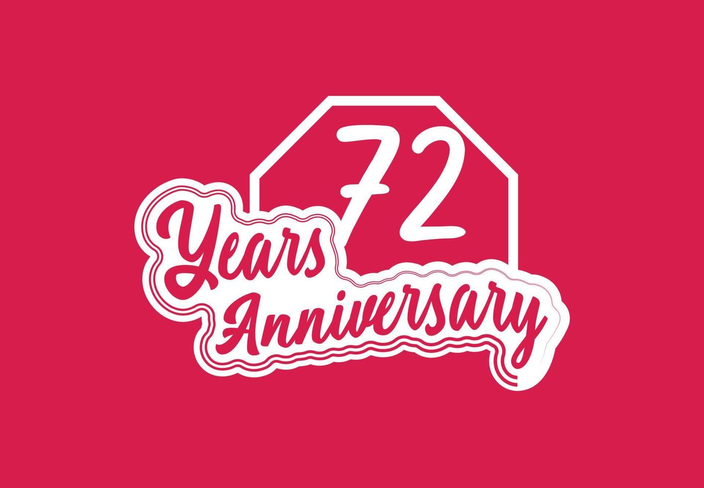 Diseño de logotipo y pegatina de aniversario de 72 años. vector