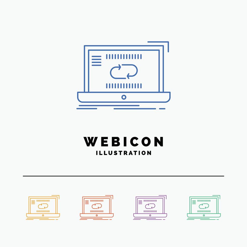 Communication. connection. link. sync. synchronization 5 Color Line Web Icon Template isolated on white. Vector illustration