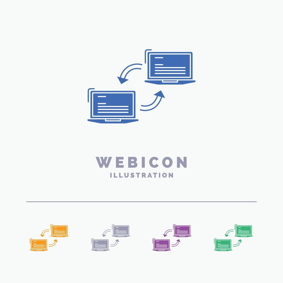 Computer. connection. link. network. sync 5 Color Glyph Web Icon Template isolated on white. Vector illustration