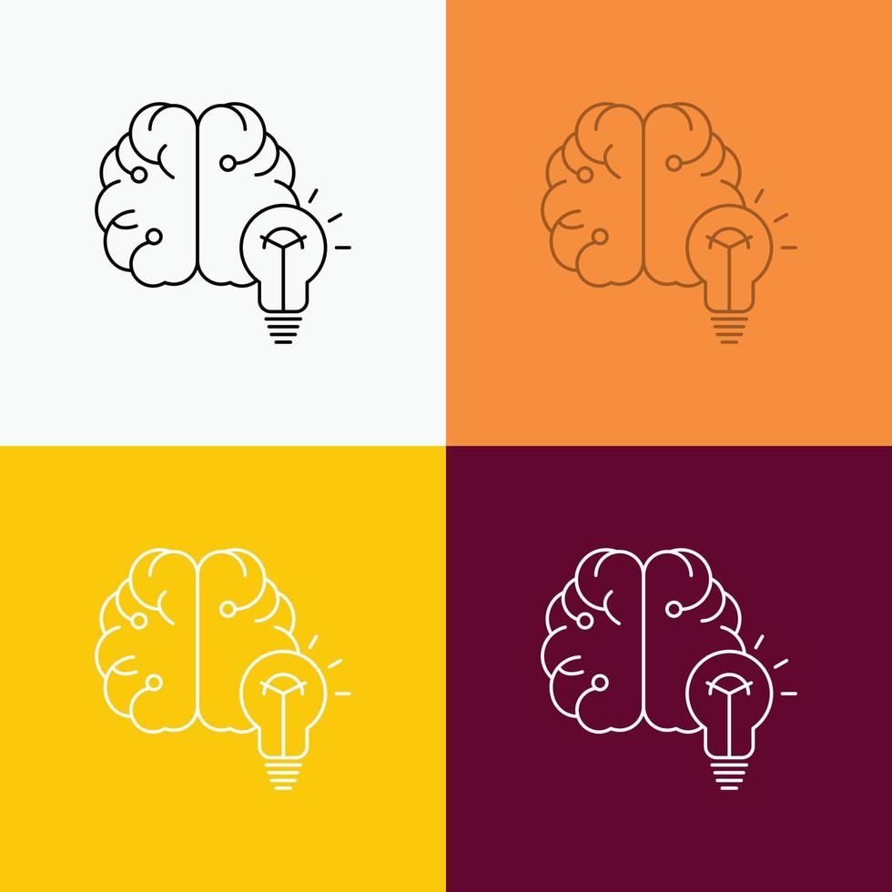 idea. business. brain. mind. bulb Icon Over Various Background. Line style design. designed for web and app. Eps 10 vector illustration