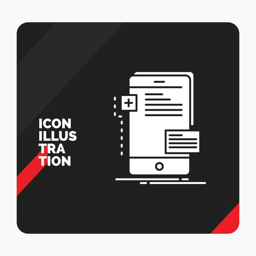 fondo de presentación creativa rojo y negro para frontend. interfaz. móvil. teléfono. icono de glifo de desarrollador vector