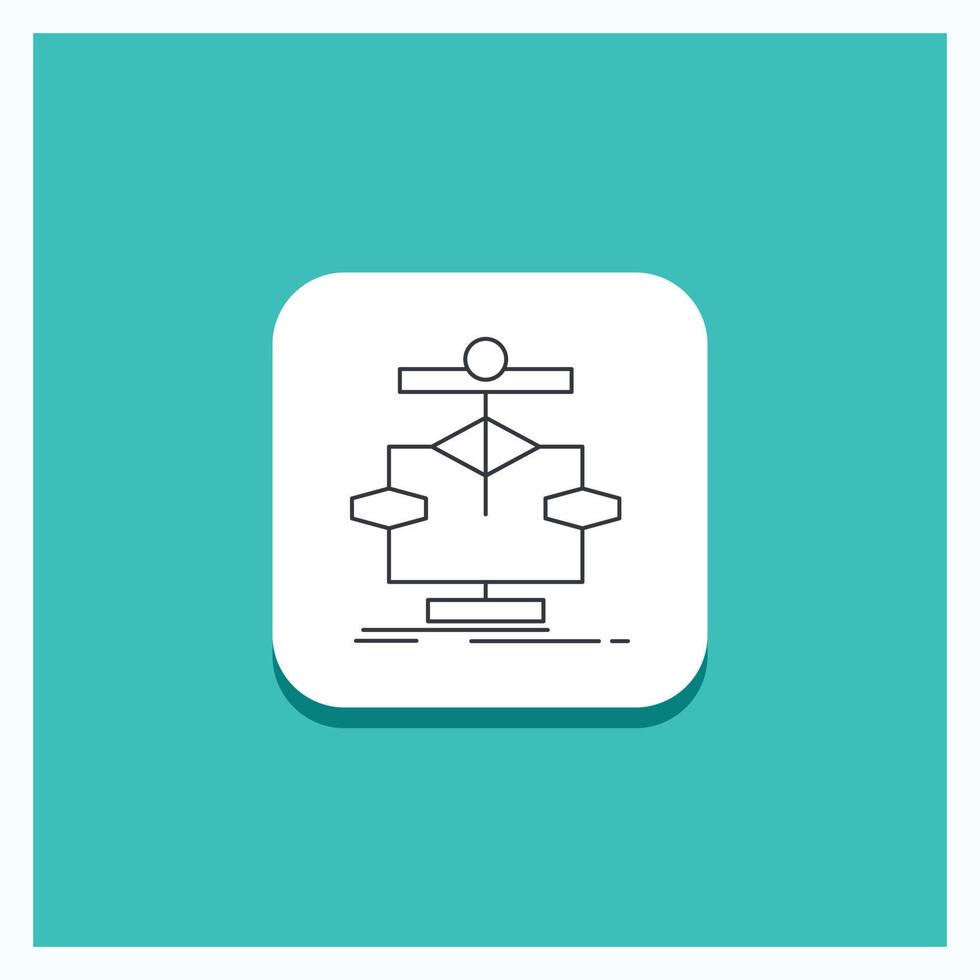 Round Button for Algorithm. chart. data. diagram. flow Line icon Turquoise Background vector