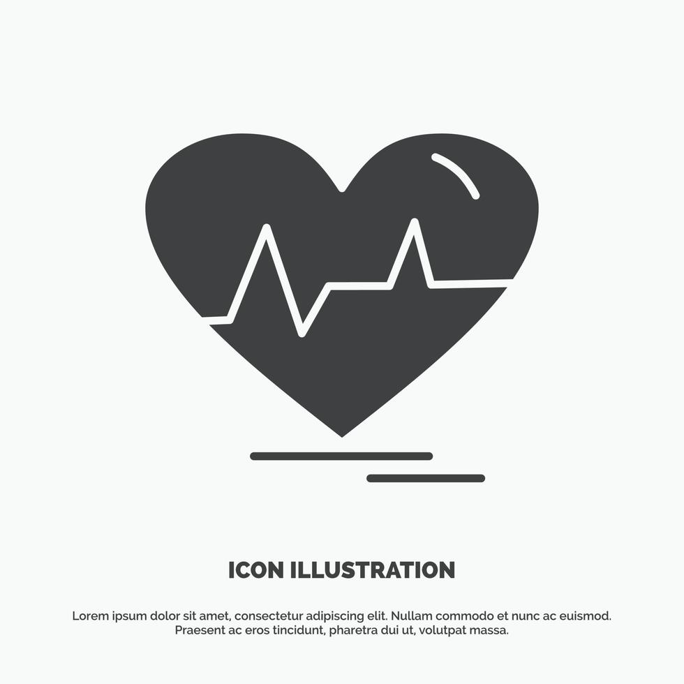 ecg. heart. heartbeat. pulse. beat Icon. glyph vector gray symbol for UI and UX. website or mobile application