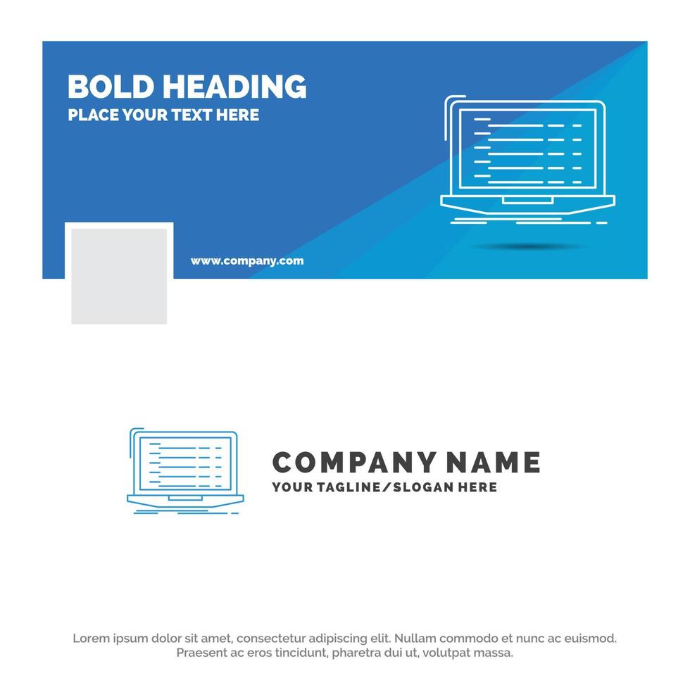 Blue Business Logo Template for Api. app. coding. developer. laptop. Facebook Timeline Banner Design. vector web banner background illustration
