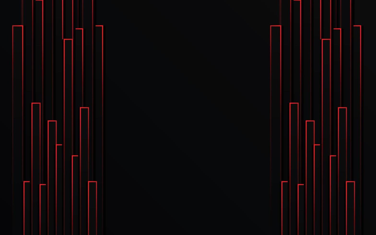 Abstract Red light Lines Pipe speed zoom on black background technology vector