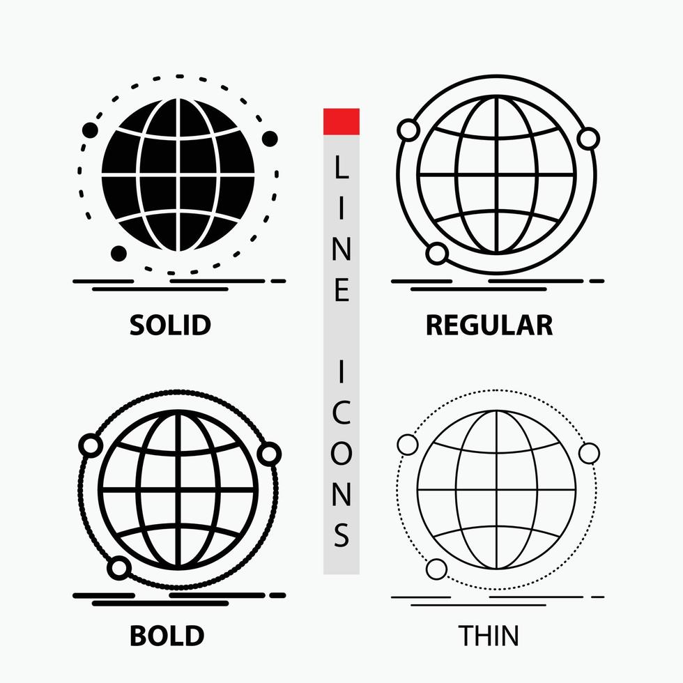 Data. global. internet. network. web Icon in Thin. Regular. Bold Line and Glyph Style. Vector illustration
