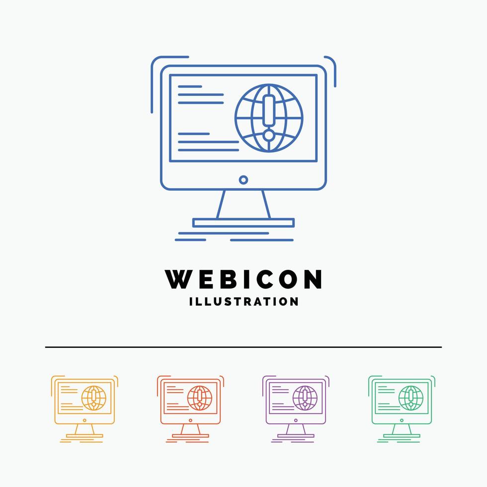 information. content. development. website. web 5 Color Line Web Icon Template isolated on white. Vector illustration