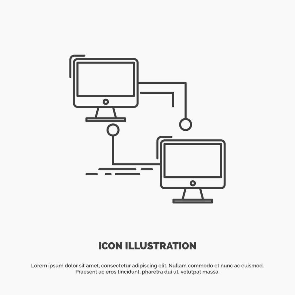 local. lan. connection. sync. computer Icon. Line vector gray symbol for UI and UX. website or mobile application