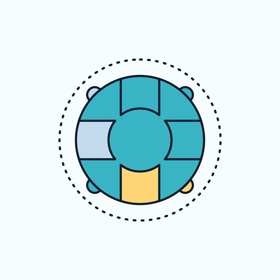 Help. life. lifebuoy. lifesaver. preserver Flat Icon. green and Yellow sign and symbols for website and Mobile appliation. vector illustration