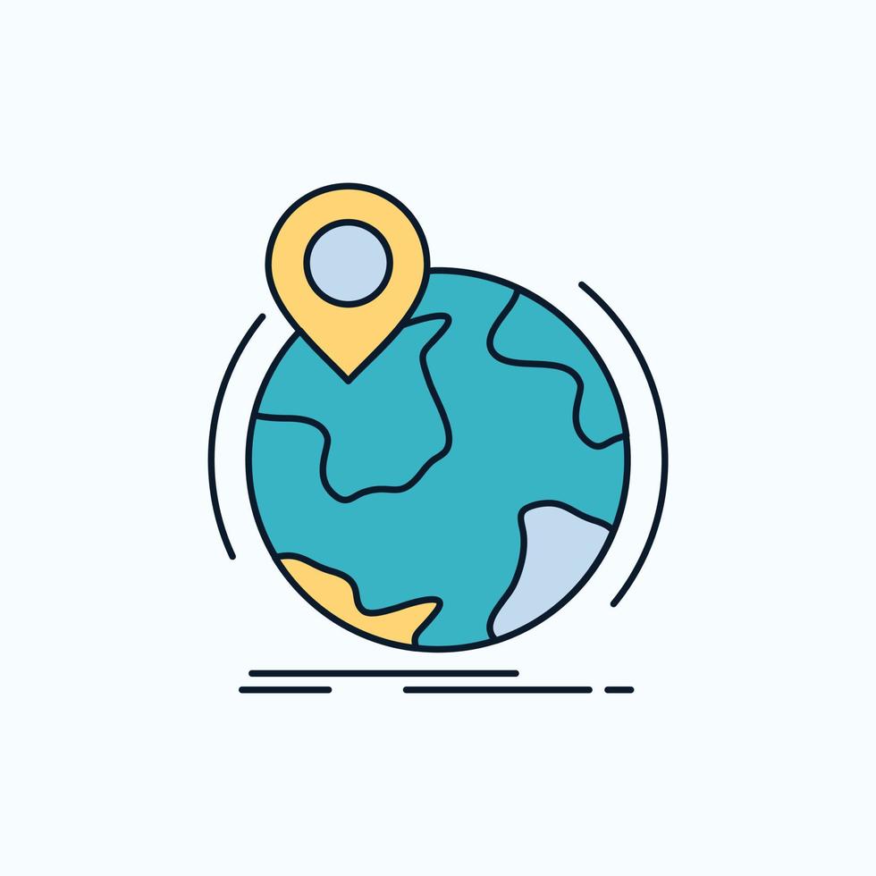 location. globe. worldwide. pin. marker Flat Icon. green and Yellow sign and symbols for website and Mobile appliation. vector illustration