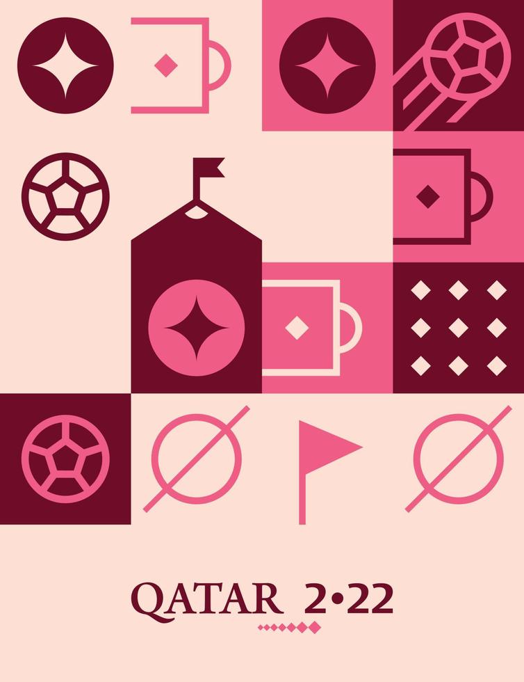 Geometric Poster Football Doha Qatar 2022 Creative. Soccer Web Flyer Template Background vector