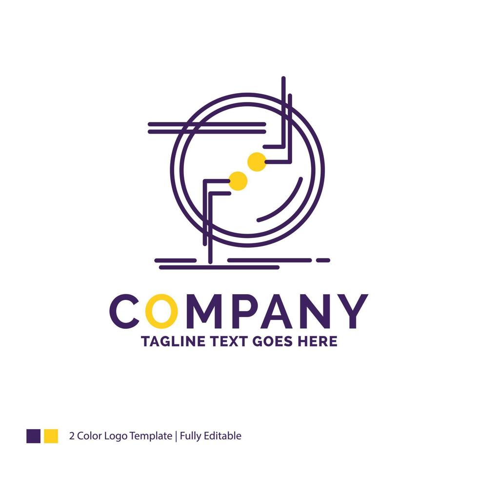 Company Name Logo Design For chain. connect. connection. link. wire. Purple and yellow Brand Name Design with place for Tagline. Creative Logo template for Small and Large Business. vector