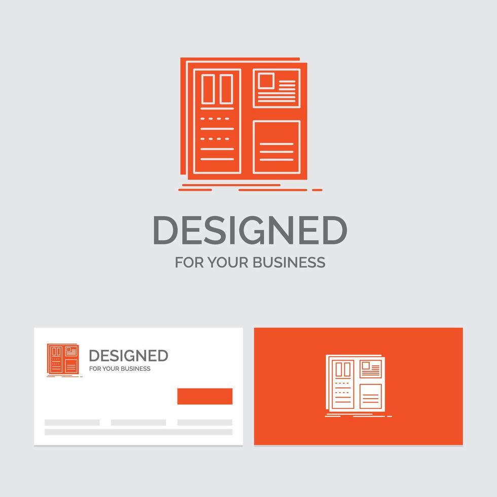 Business logo template for Design. grid. interface. layout. ui. Orange Visiting Cards with Brand logo template. vector