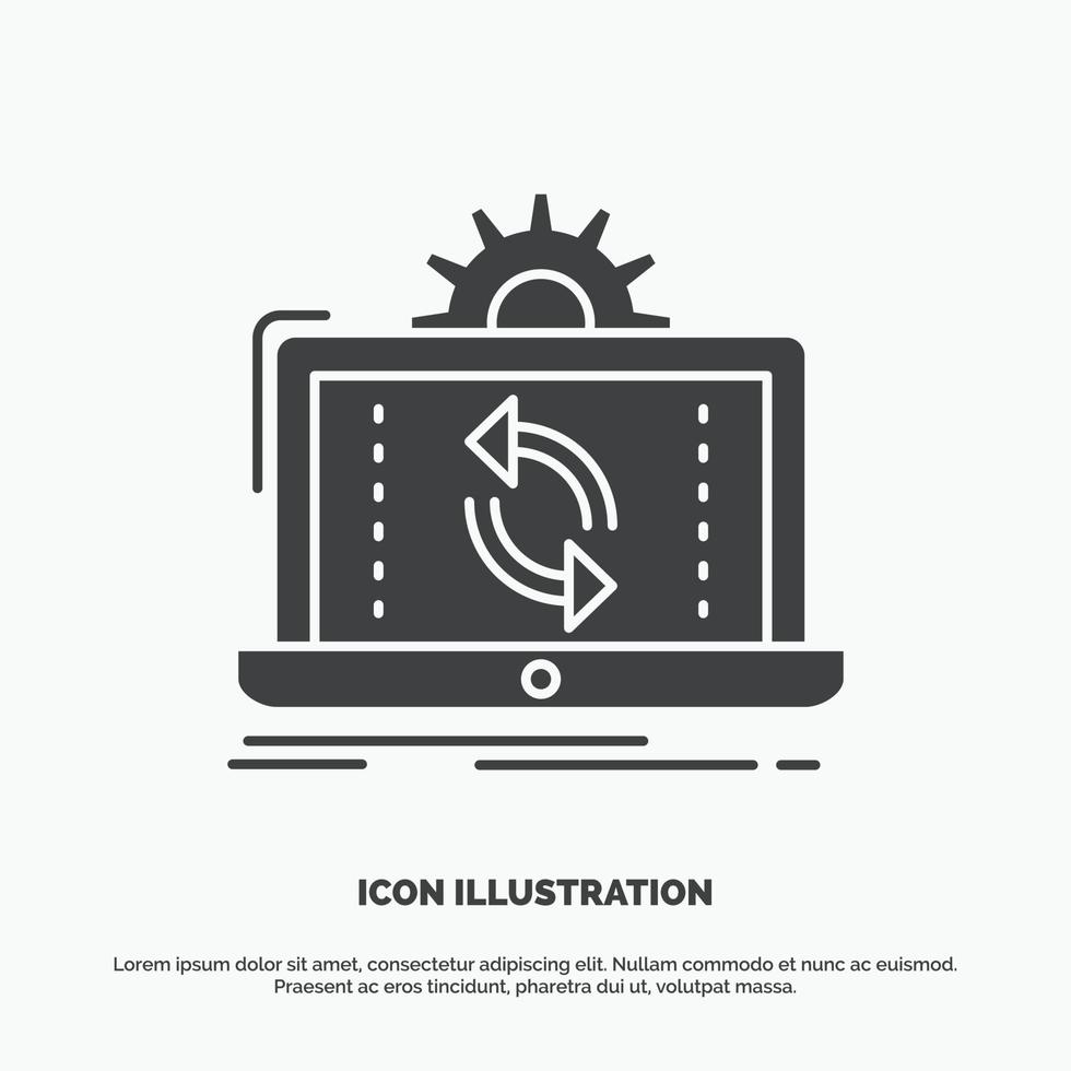 data. processing. Analysis. reporting. sync Icon. glyph vector gray symbol for UI and UX. website or mobile application