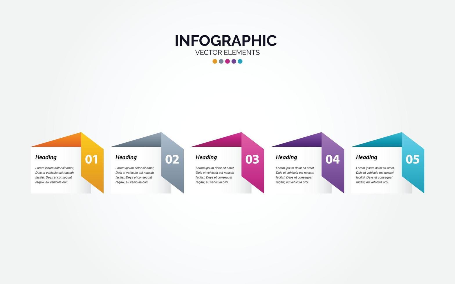 diseño de flecha infográfica horizontal con 5 opciones o pasos. vector