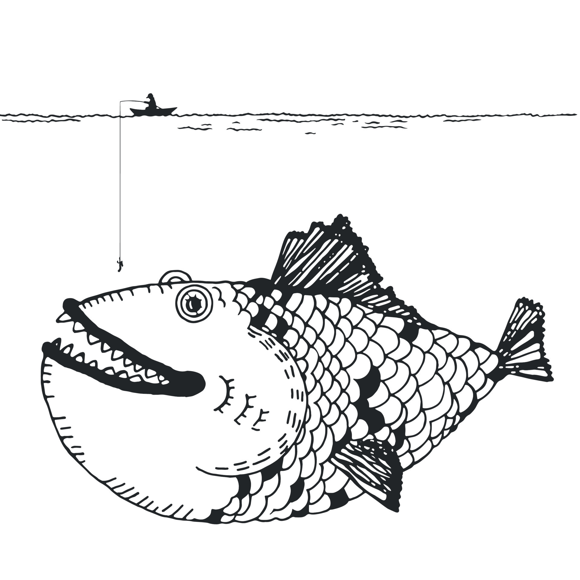 Drawing of a fisherman on a boat hoping to catch a big fish. Children's drawing. Funny illustration. 12955908 Vector Art at Vecteezy Drawing of a fisherman on a boat hoping to catch a big fish. Children's drawing. Funny illustration. 12955908 Vector Art at Vecteezy